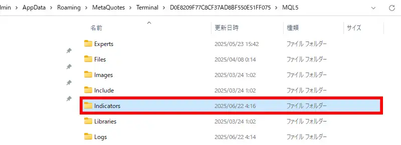 MT5のIndicators