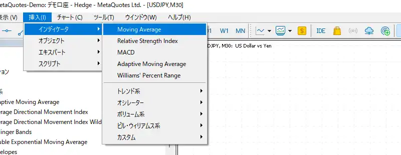 MT5移動平均線の設定1