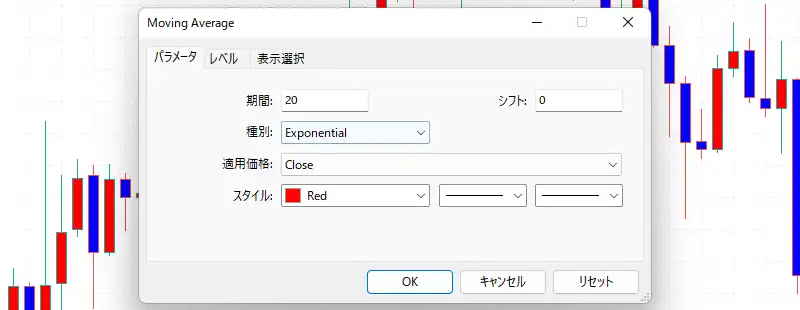 MT5移動平均線の設定2