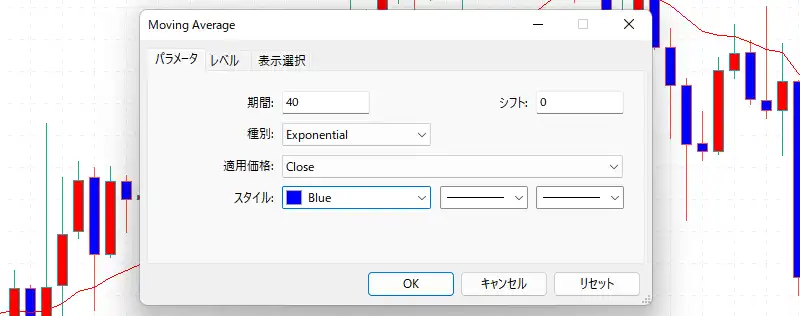 MT5移動平均線の設定4