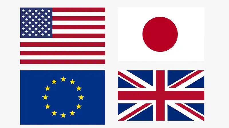 みんなのオプションで取引出来る通貨ペアの国旗