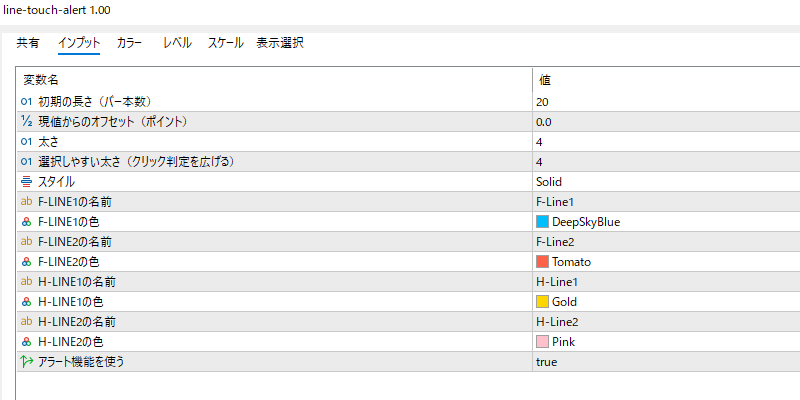 line-touch-alertのインプット画面