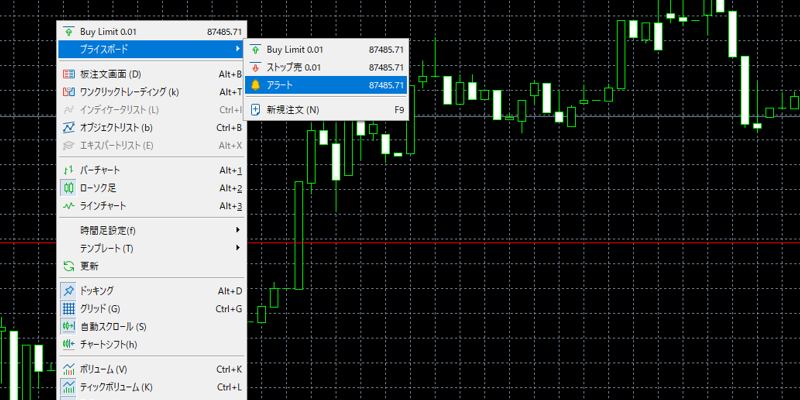 MT5のアラート設定