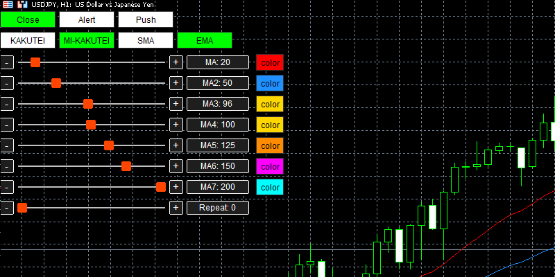 パーフェクトオーダーオンリーのボタンやスライダー