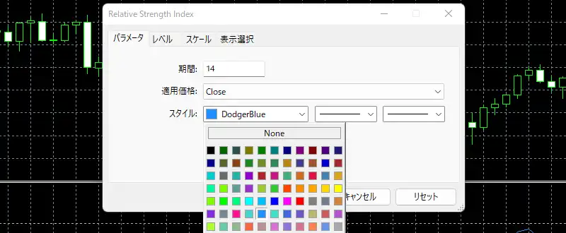 RSIの色の変更