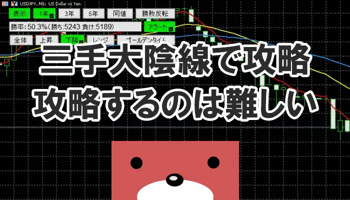 三手大陰線で攻略するのは難しい