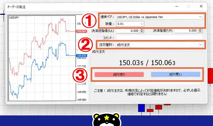 成行注文のやり方2